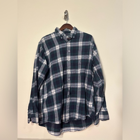 VTG LL Bean Shirt Mens Large Green Flannel Plaid - Picture 6 of 6